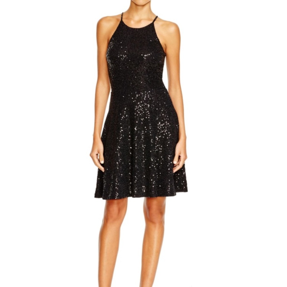 AQUA Black Sequin Dress